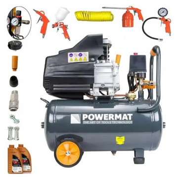 Компресор повітряний Powermat 24л. - 210 літ/хв. &ndash; 8 bar. PM24PL фото