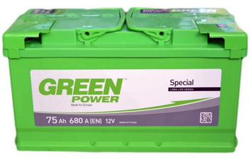 Акумулятор автомобільний Green Power 75Ah 680A 12V R+/L+ (6СТ-75, Euro, 22362) 756801 фото