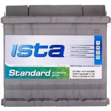 Акумулятор Ista 50Ah 6СТ-50 R+ Standard 504201 фото