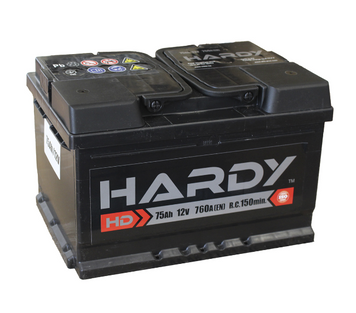 Акумулятор автомобільний HARDY 6СТ-75 75Ah 760A 12V R+/L+ (Euro, L3, 278&times;175&times;190) 757601 фото