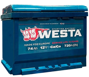 Автомобільний акумулятор WESTA 6CT-74Ah 720A (EN) Euro (0) 747204 фото
