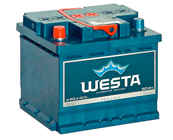 Акумулятор автомобільний WESTA 6СТ-50Ah R+/L+ 550A (EN) 50490 фото
